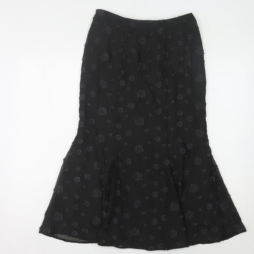 Minuet Black Floral Women's Skirt Size 10 Excellent Condition