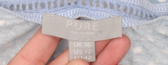 Pure Collection Women's Blue Polka Dot Button-Up Top