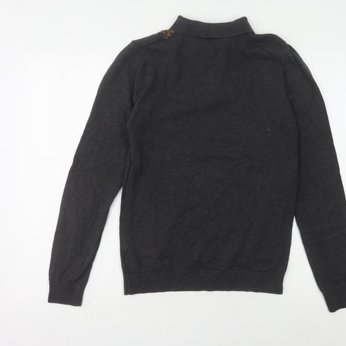 Next Men's Black Geometric Knitted Polo - Small