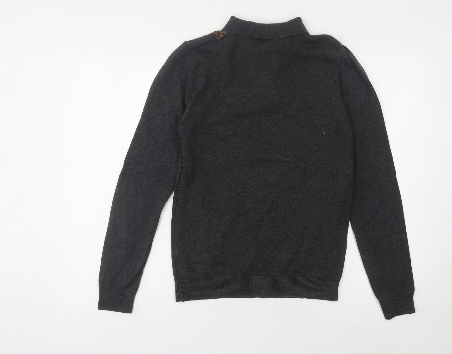 Next Men's Black Geometric Knitted Polo - Small