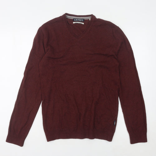 Esprit Men's Red V-Neck Pullover Jumper - Size S
