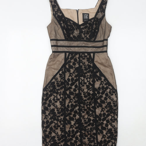 JAX Women's Black Floral Knee-Length Sheath Dress