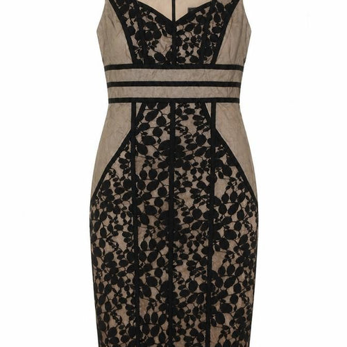 JAX Women's Black Floral Knee-Length Sheath Dress