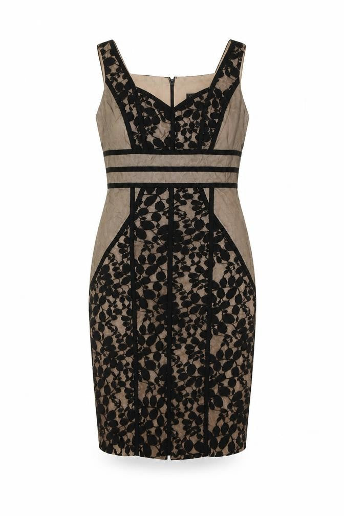 JAX Women's Black Floral Knee-Length Sheath Dress