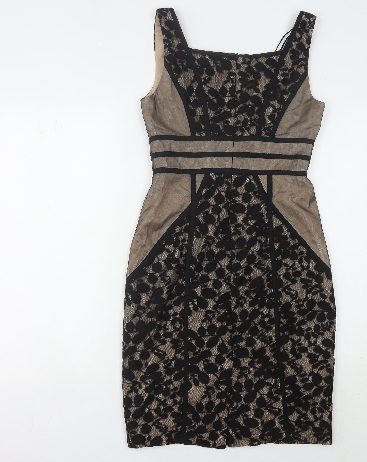 JAX Women's Black Floral Knee-Length Sheath Dress