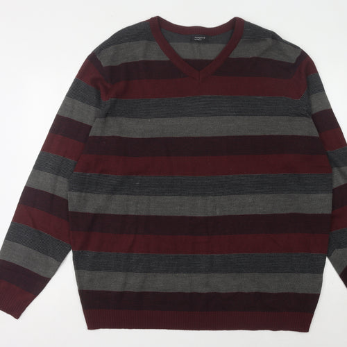 M&Co Men's Multicoloured Striped Pullover Jumper 2XL