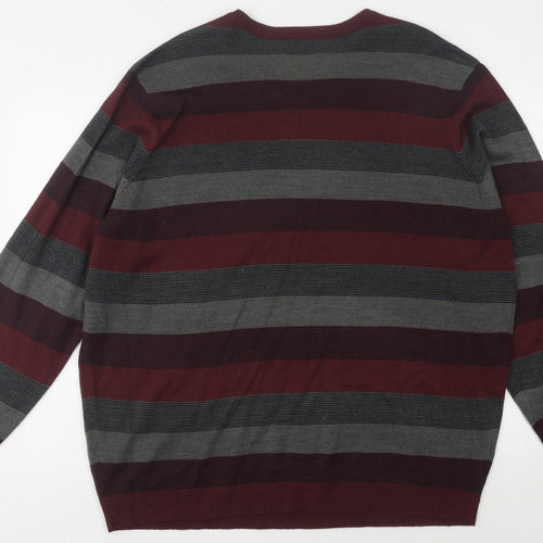 M&Co Men's Multicoloured Striped Pullover Jumper 2XL