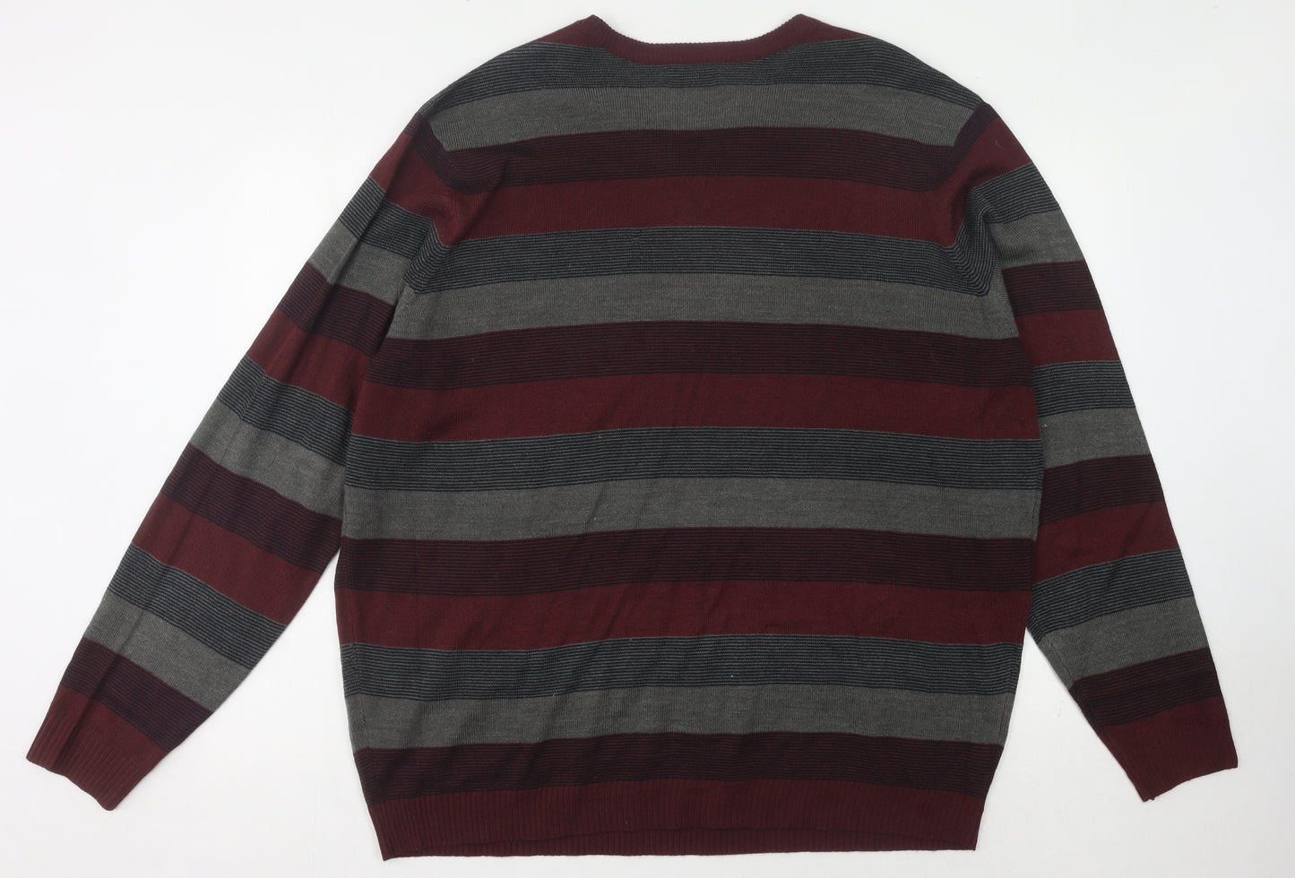 M&Co Men's Multicoloured Striped Pullover Jumper 2XL