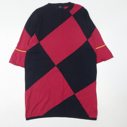 Next Women's Multicoloured Argyle Shift Dress Size 16