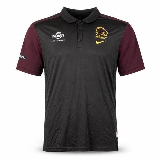Front view of Nike Men's Black Rugby Polo L - Short Sleeve Sports Top