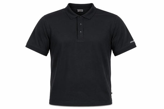 Front view of Craft Men's Black Polo Shirt, size M, Short Sleeve