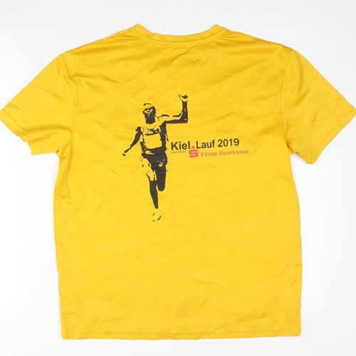Newline Men's Yellow T-Shirt M V-Neck Graphic Print