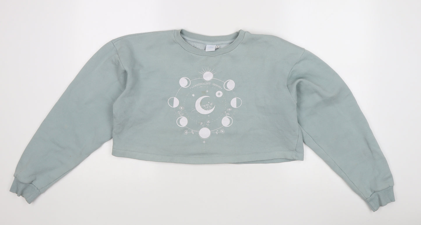 Skinnydip Women’s Green Celestial Graphic Pullover Sweatshirt M