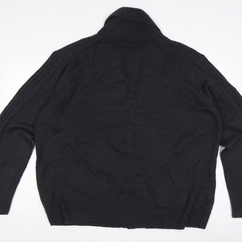 Jacamo Men's Black Cardigan, 2XL, Cable-Knit Style