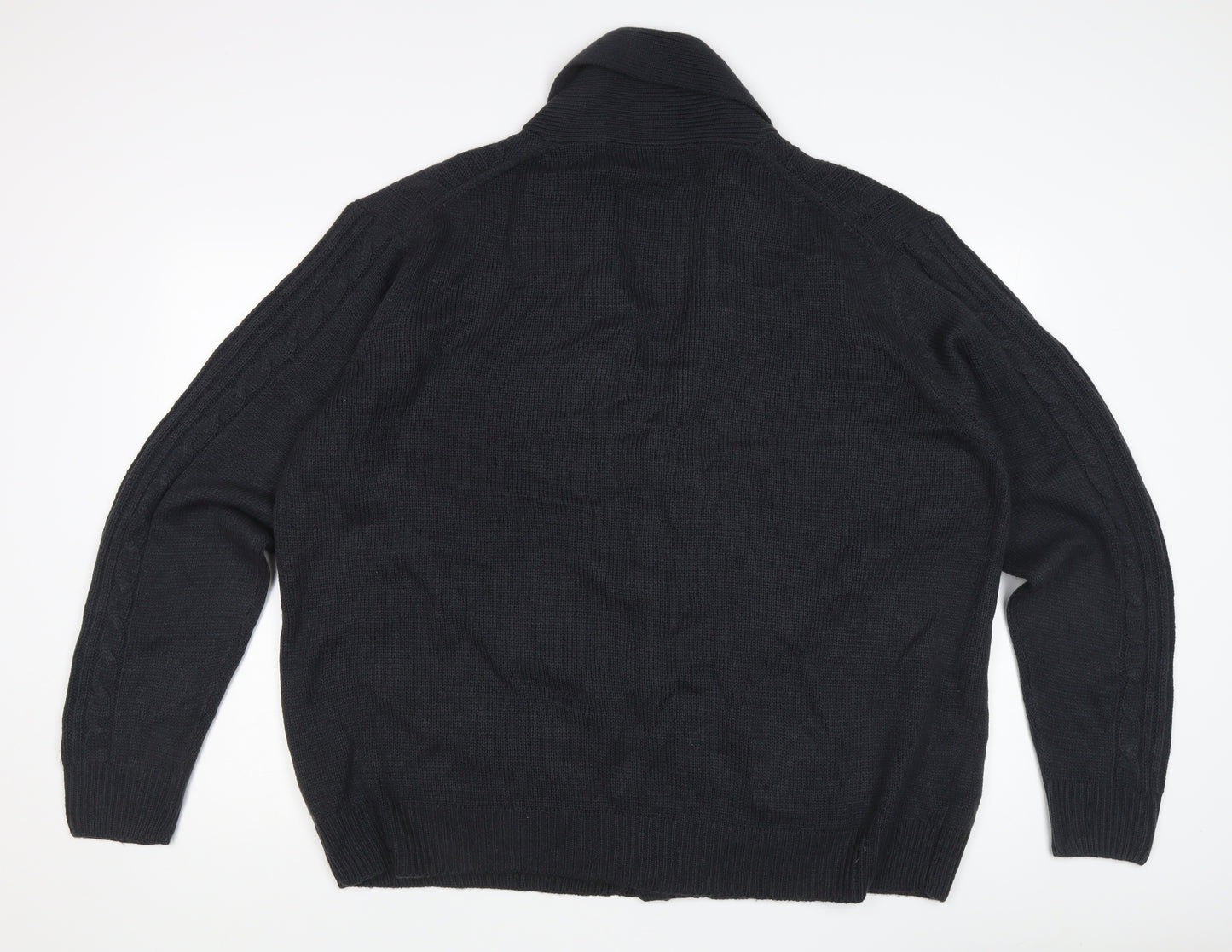 Jacamo Men's Black Cardigan, 2XL, Cable-Knit Style