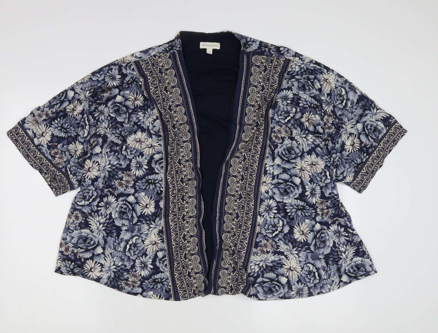 Monsoon Women's Blue Floral Kimono M Casual Spring/Summer