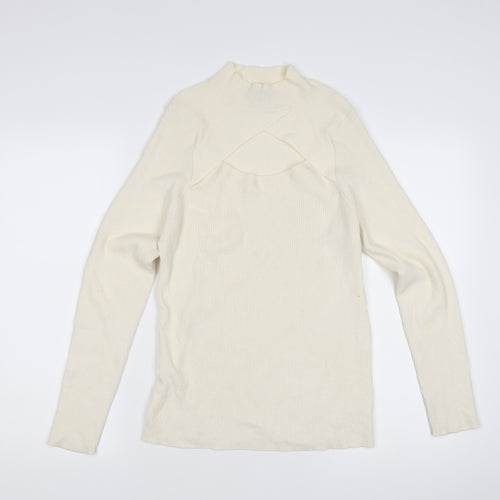 F&F Women's Ivory Mock Neck Pullover, Size L