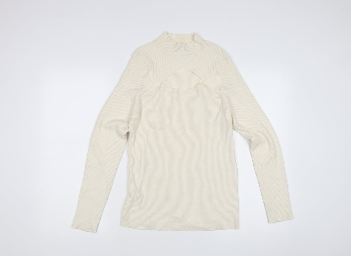 F&F Women's Ivory Mock Neck Pullover, Size L