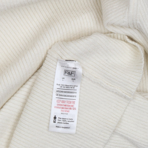 F&F Women's Ivory Mock Neck Pullover, Size L