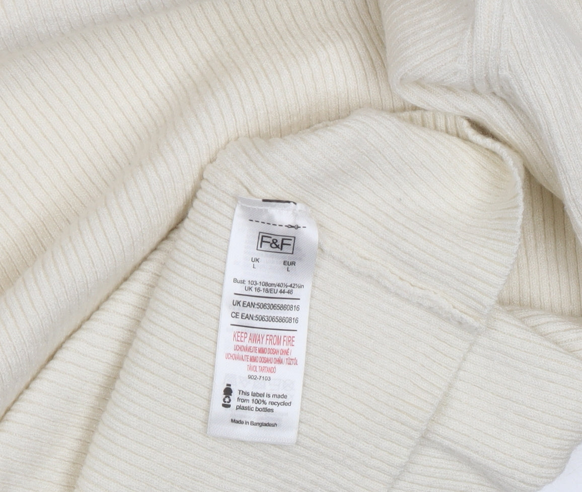 F&F Women's Ivory Mock Neck Pullover, Size L