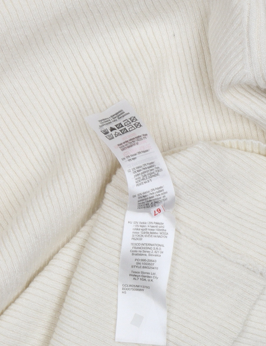 F&F Women's Ivory Mock Neck Pullover, Size L