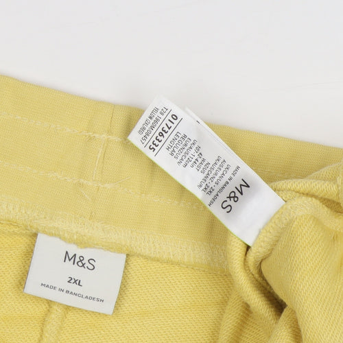 Marks and Spencer Men's Yellow 2XL Sweat Shorts