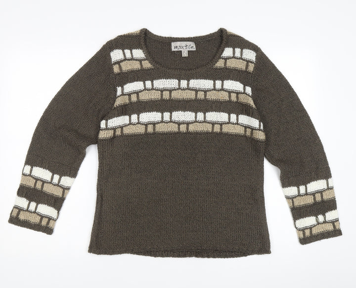 Marble Women's Brown Striped Knit Jumper - Size 14