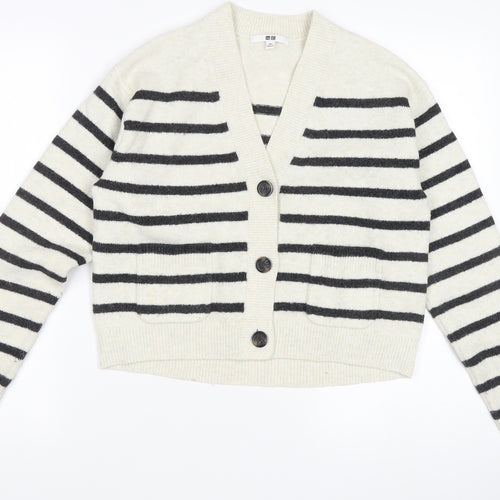 Uniqlo Women's Ivory Striped Cardigan XS