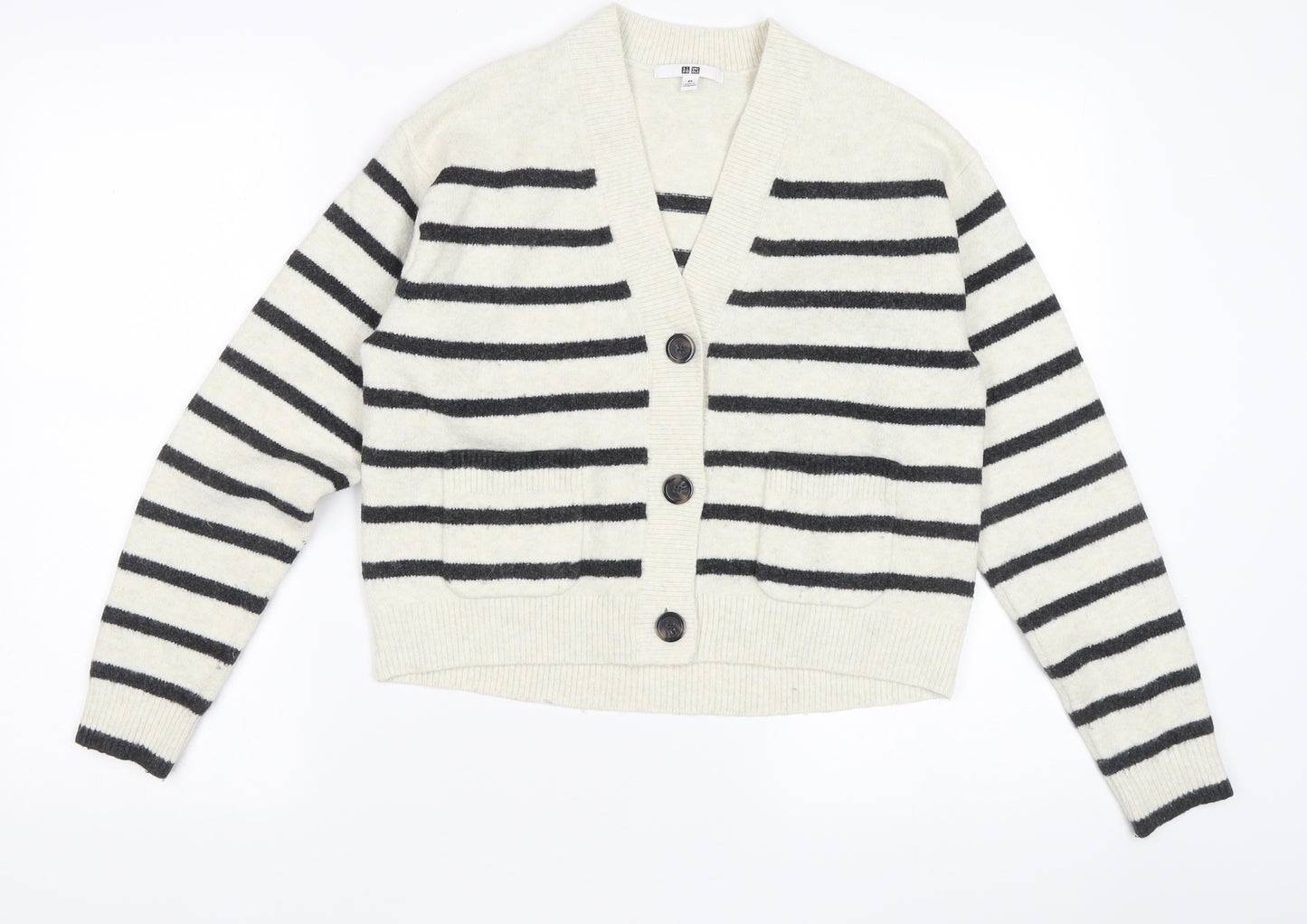 Uniqlo Women's Ivory Striped Cardigan XS