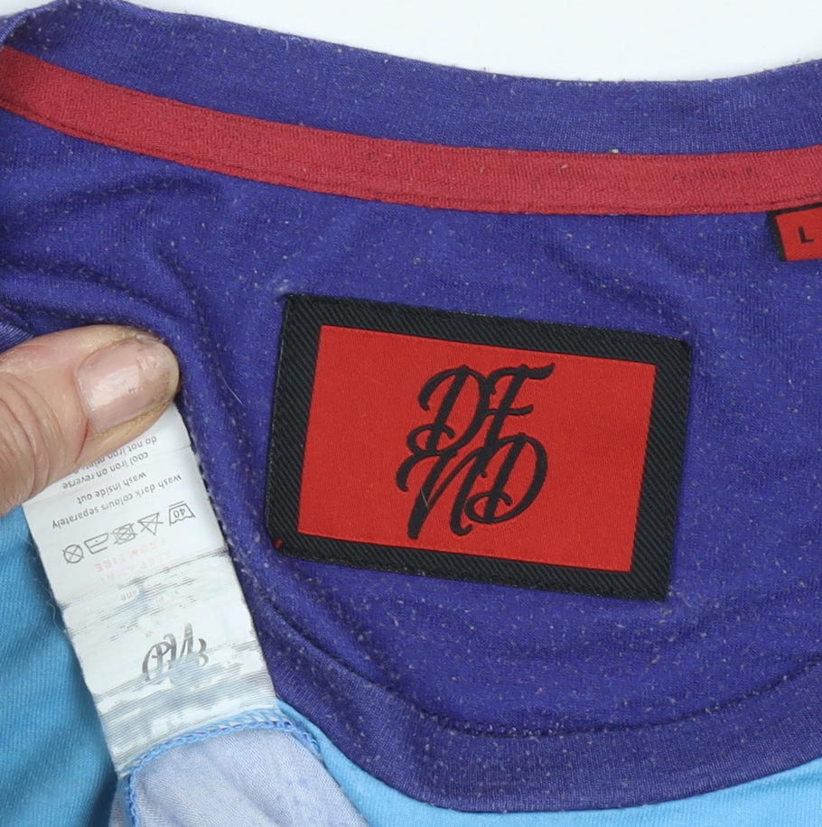 DFND Men's Blue Graphic Print T-Shirt Size L