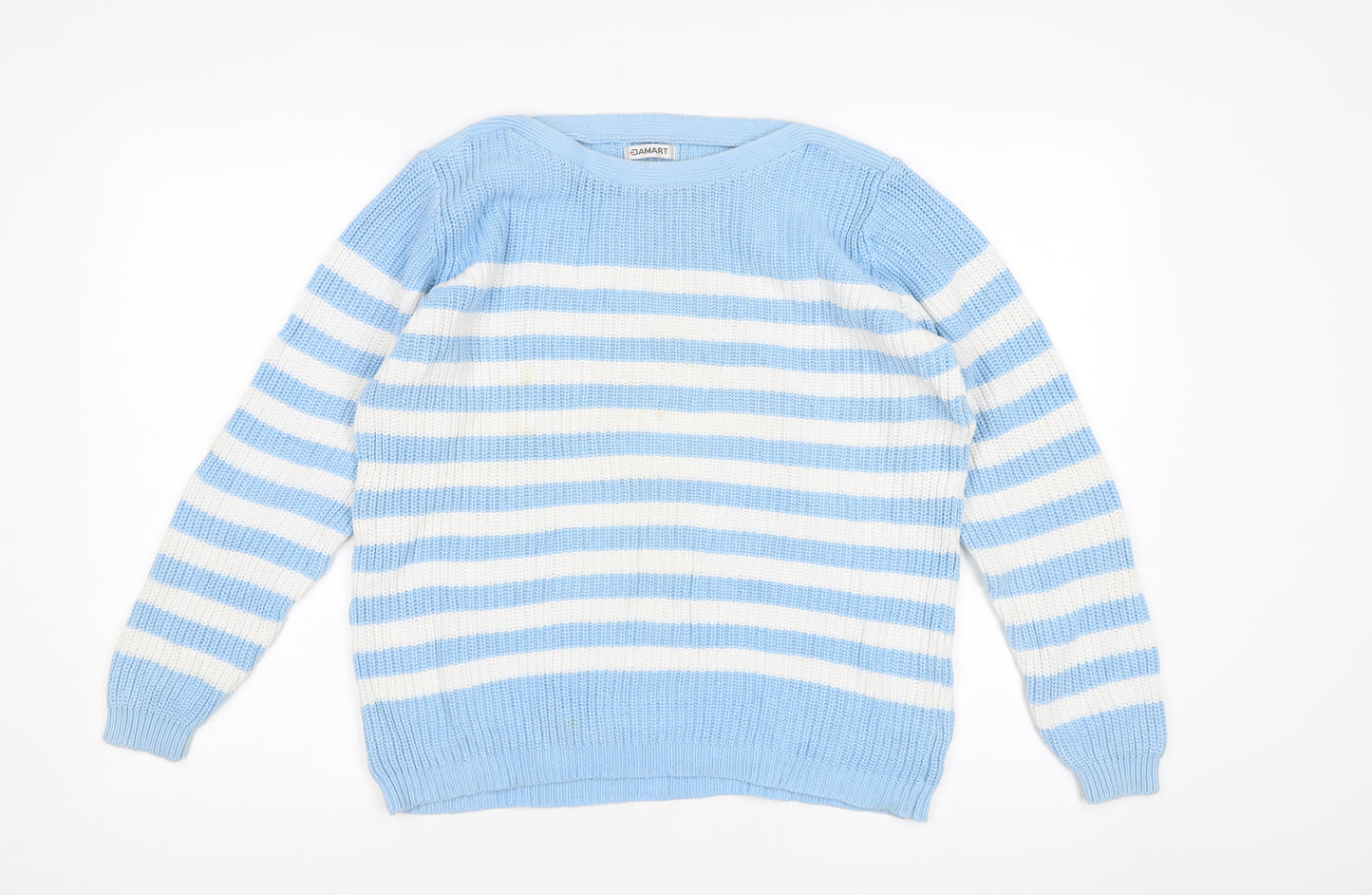 Damart Women's Blue White Striped Pullover Jumper Size 14