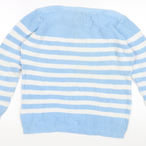 Damart Women's Blue White Striped Pullover Jumper Size 14