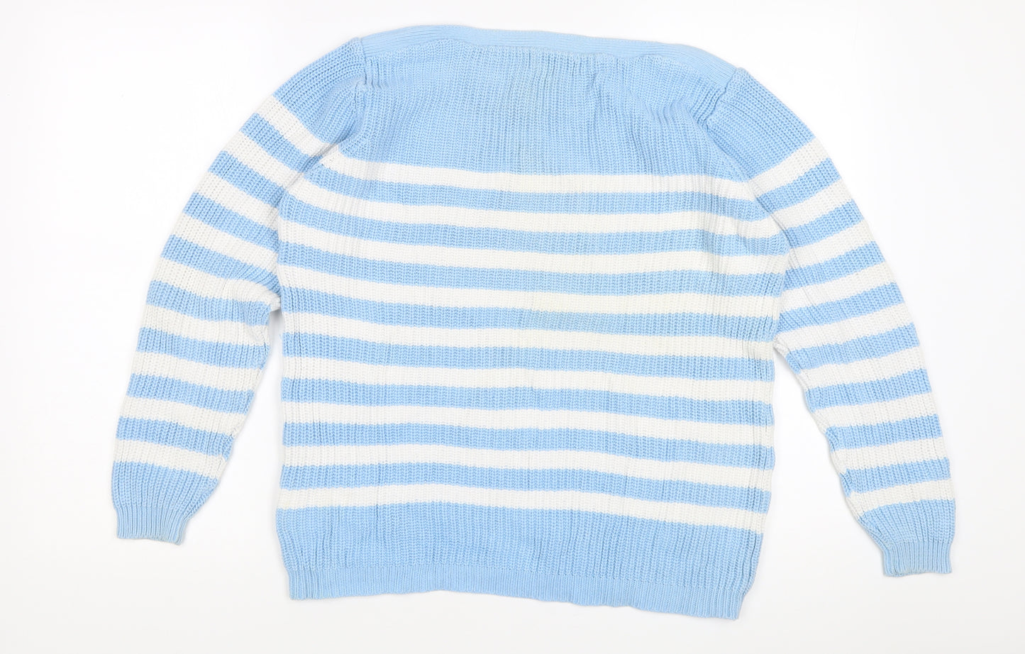 Damart Women's Blue White Striped Pullover Jumper Size 14
