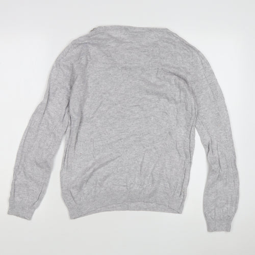 Wallis Women's Grey Jewel V-Neck Pullover Jumper M