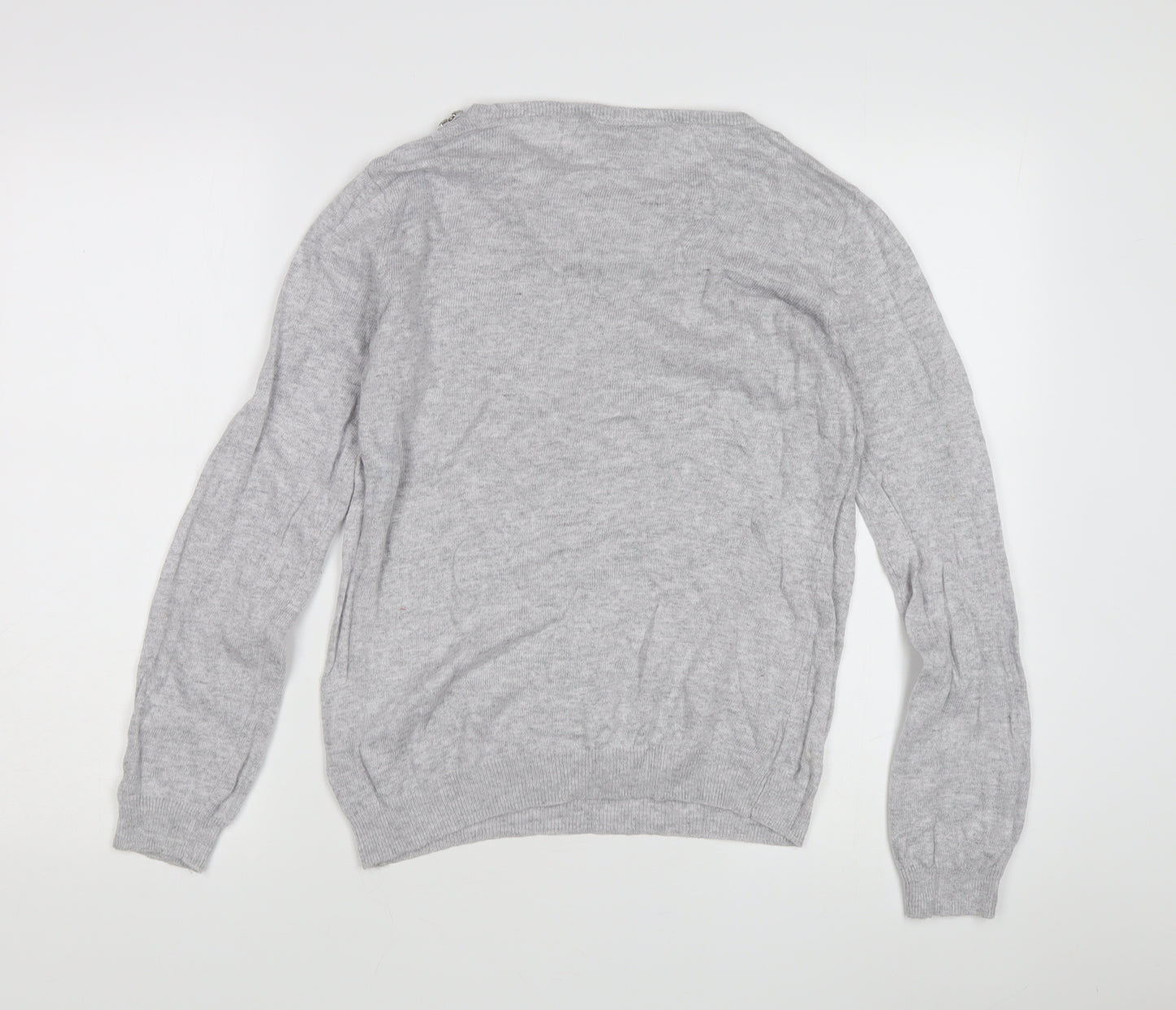 Wallis Women's Grey Jewel V-Neck Pullover Jumper M