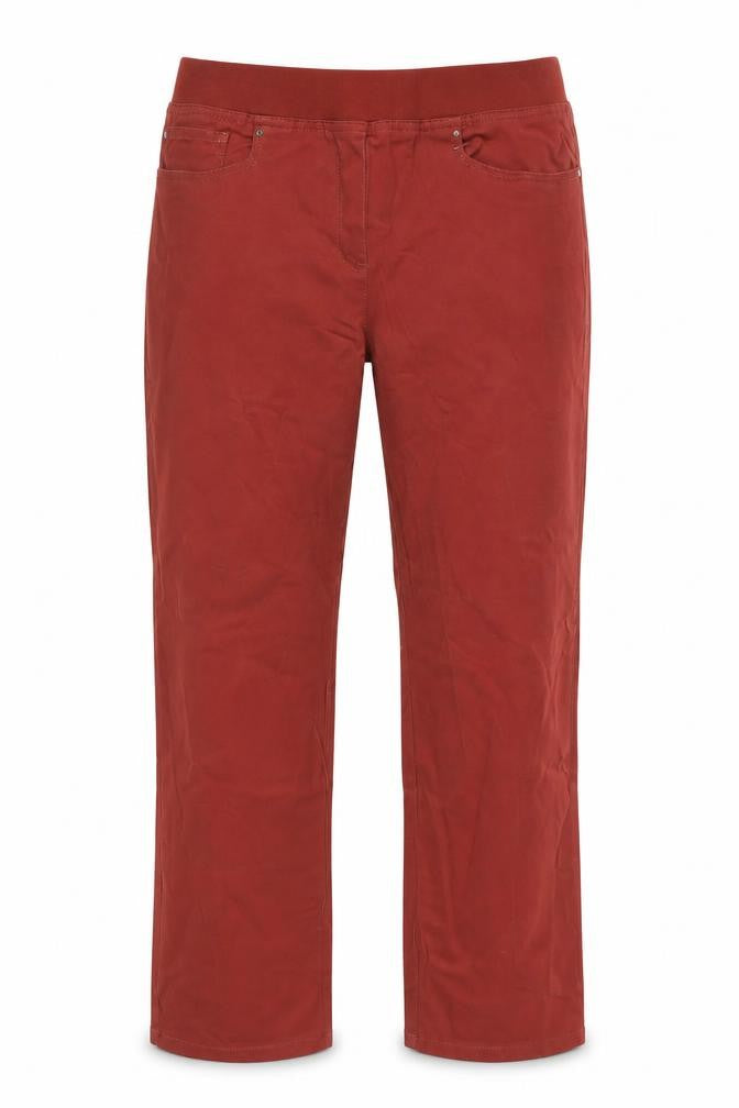 Front view of Cotton Traders Women’s Red Straight Trousers, size UK 14