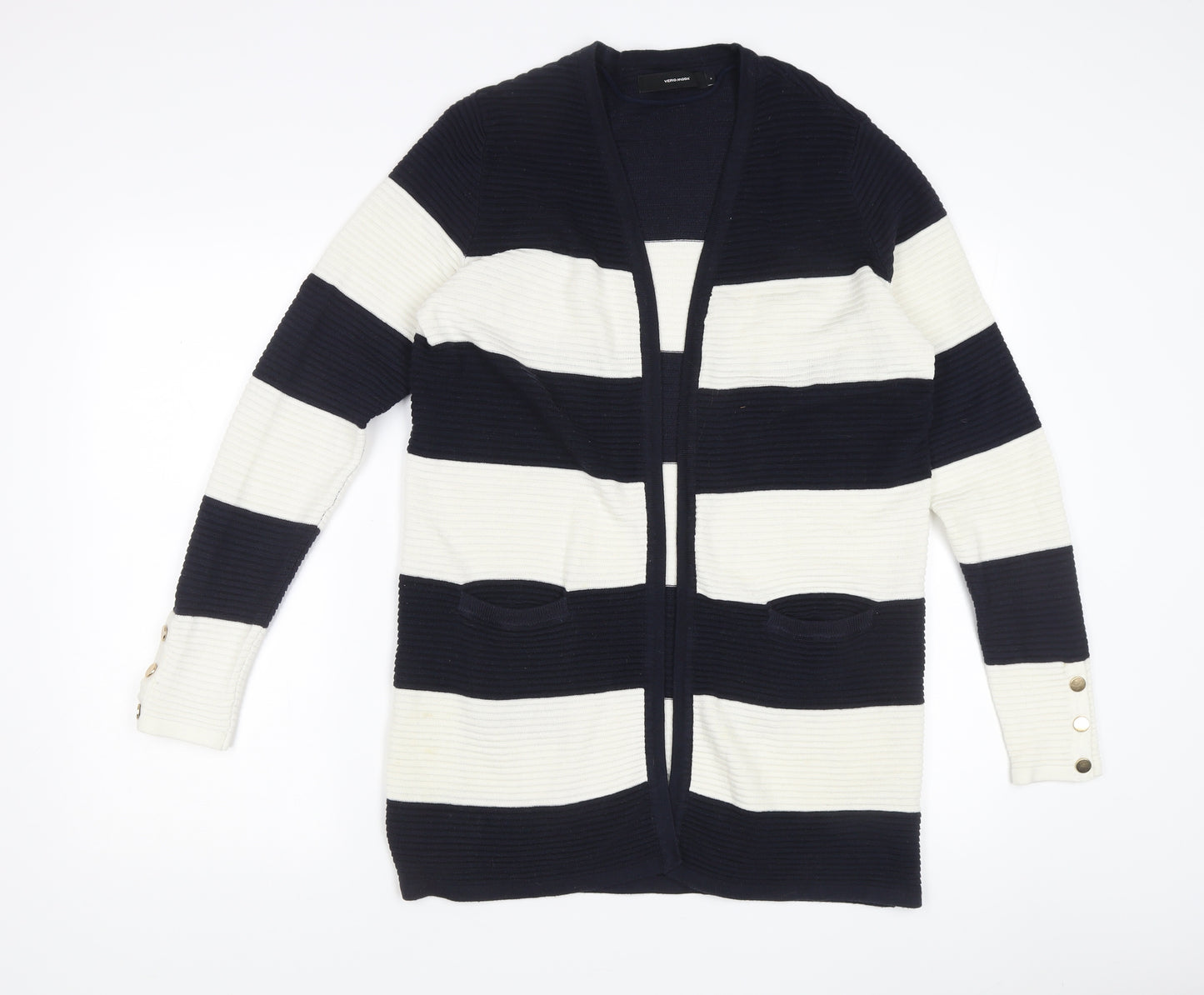 Vero Moda Women's Multicoloured Striped Open Front Cardigan M