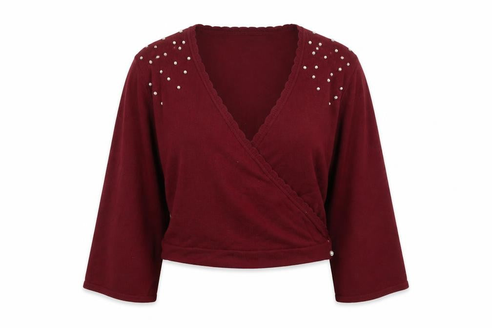 Front view of Lindy Bop Women's Red Wrap Jumper XL