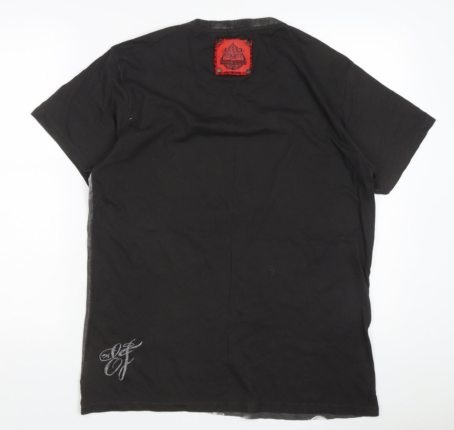 Elvis & Jesus Men's Black Music Graphic T-Shirt, L, Studded Accents