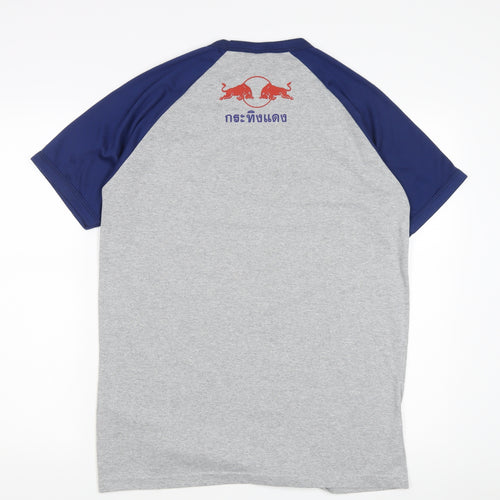 Stylish Grey and Blue Graphic Print Men's Tee - L