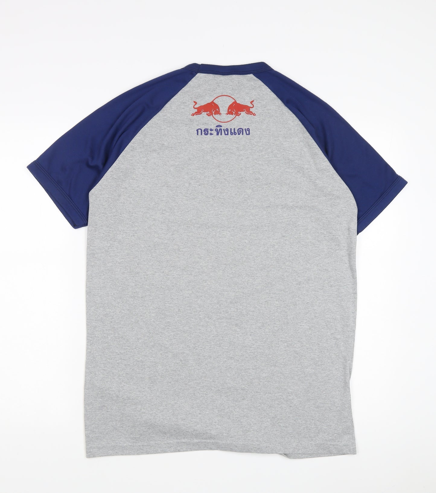 Stylish Grey and Blue Graphic Print Men's Tee - L