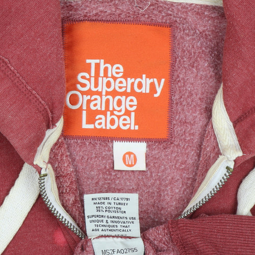 Superdry Men's Red Full Zip Hoodie - Medium