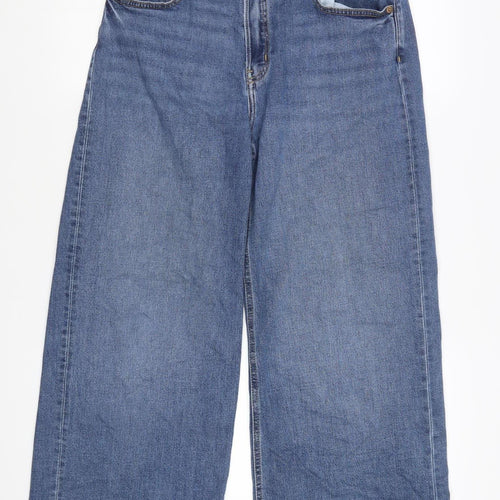 H&M Women's Blue Wide-Leg Jeans, Size 14