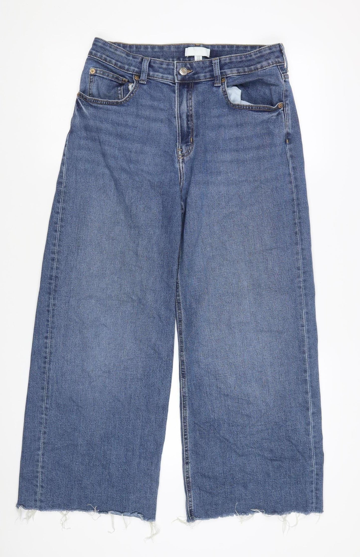 H&M Women's Blue Wide-Leg Jeans, Size 14