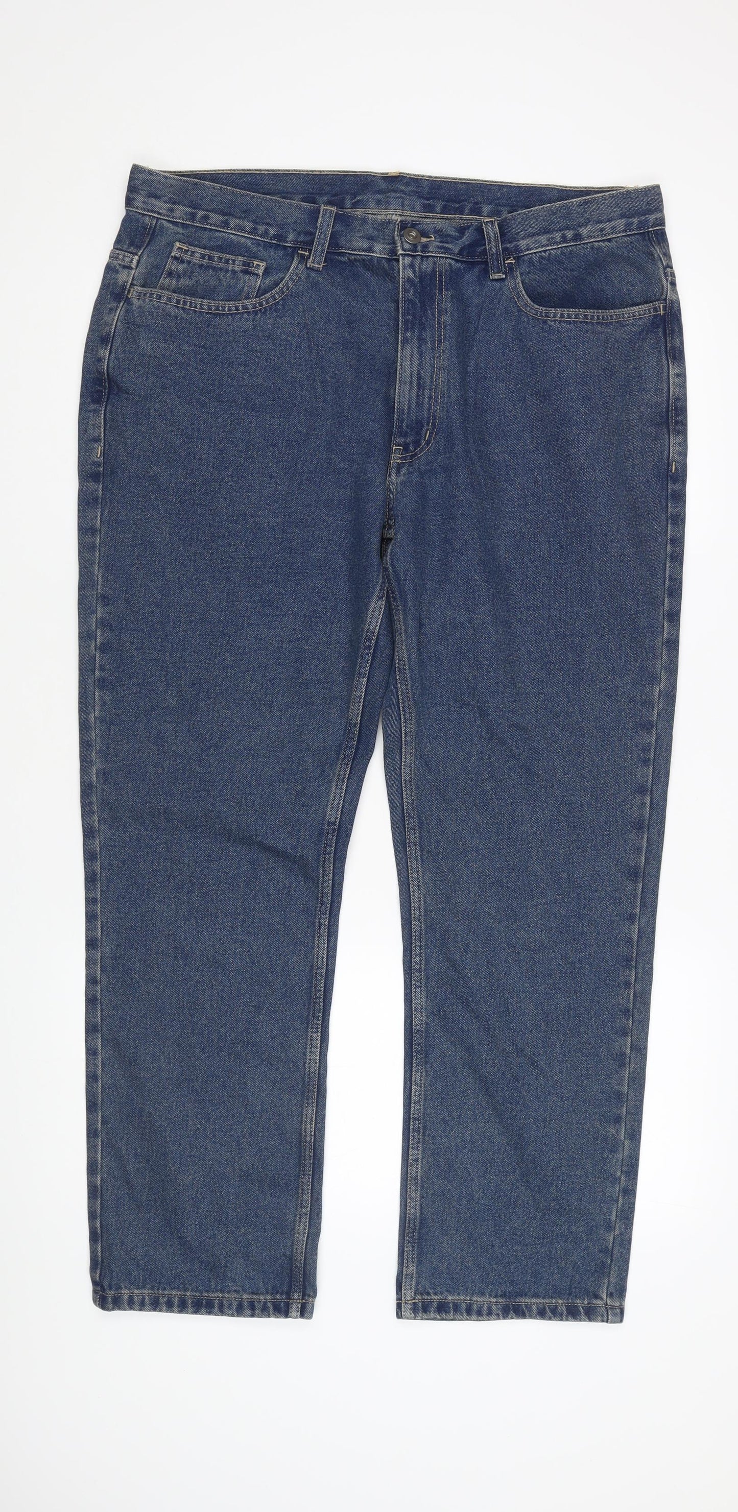 George Men's Straight Blue Jeans - Size 38 Regular Fit