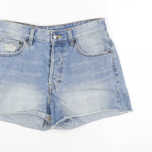 & Denim Women's Blue Denim Cut-Off Shorts - Size 10