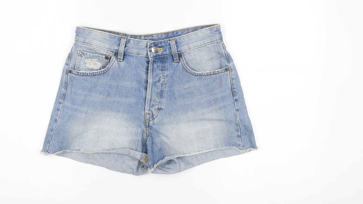 & Denim Women's Blue Denim Cut-Off Shorts - Size 10