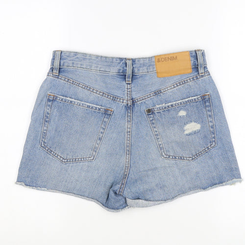 & Denim Women's Blue Denim Cut-Off Shorts - Size 10