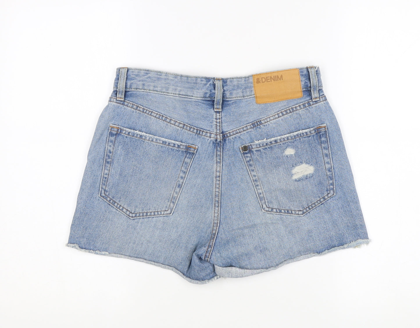 & Denim Women's Blue Denim Cut-Off Shorts - Size 10