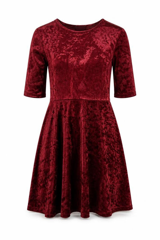 Front view of Topshop Women's Red A-Line Velvet Dress, size 8